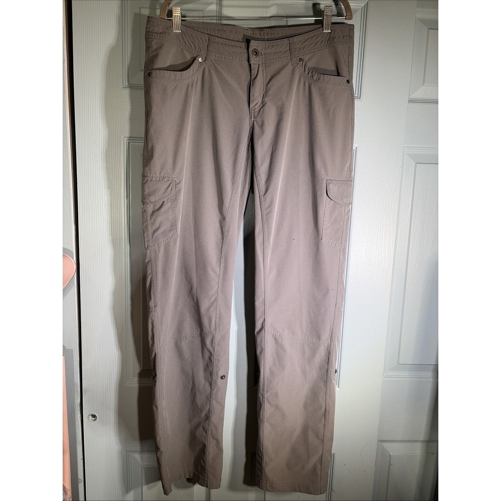 Kuhl Splash Cargo Pants Women 12 Regular Gray Roll Up Hiking Outdoor. *Hole*